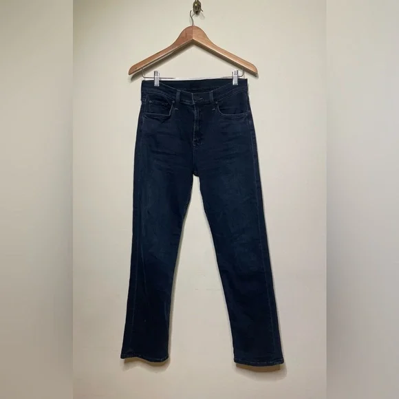 MOTHER The Rider High Waist Ankle Slim Straight Leg Jeans in Night in Paris